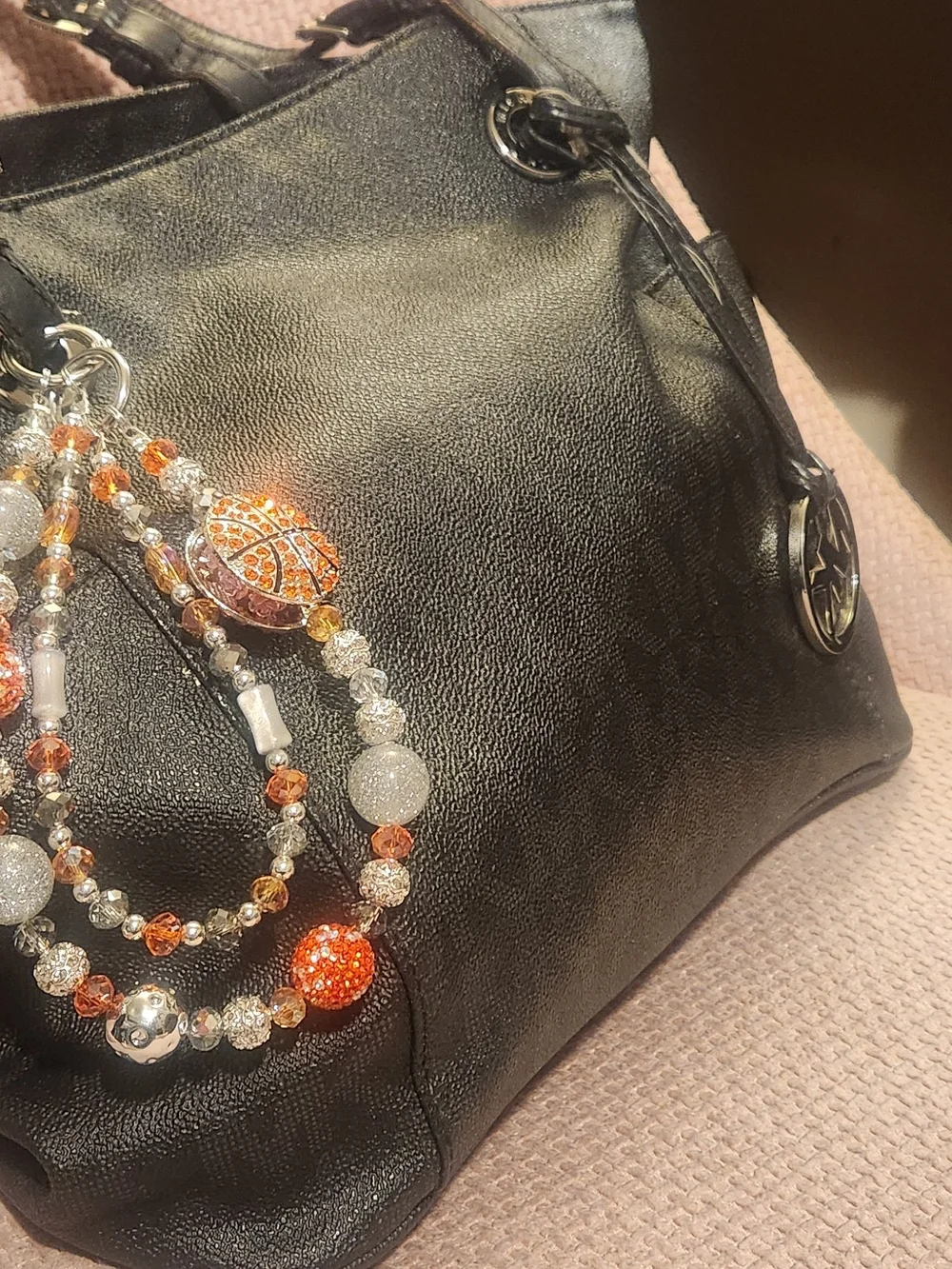 Sparkling Orange Basketball Charm for Bag/Phone
